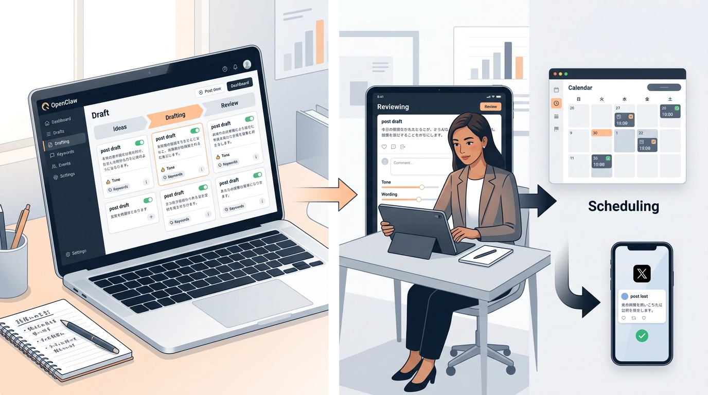 OpenClawでX投稿自動化の全体像